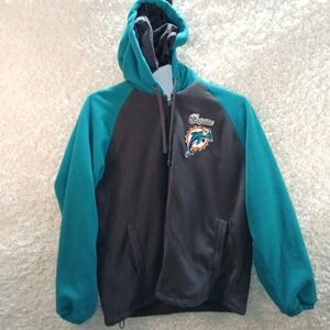 Miami Dolphins NFL Fleece Hoodie Pullover Youth L G Teal Black NFL Logo